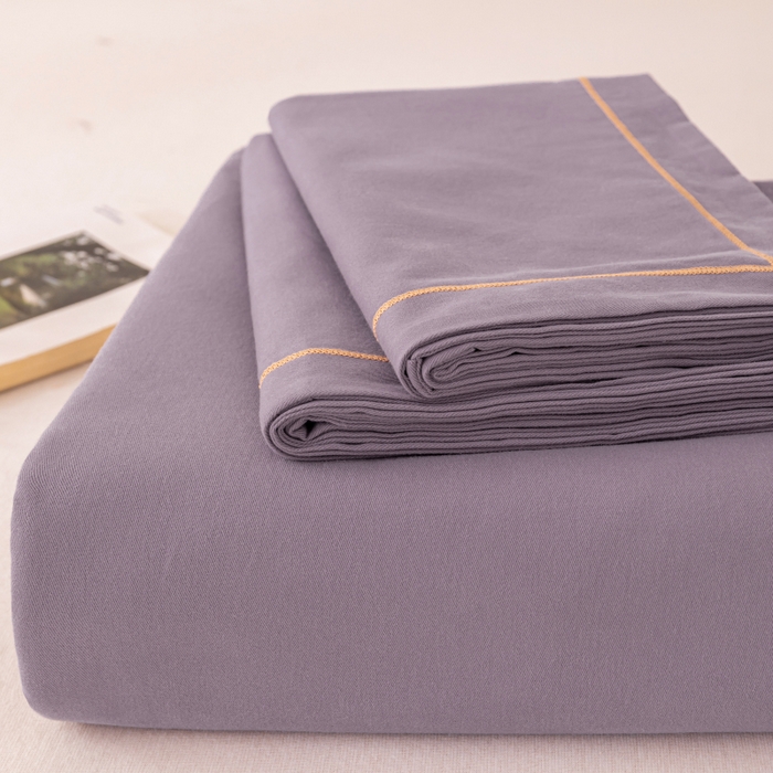 91家纺网 家纺一手货源 找家纺 2025新款A类100%全棉纯色加厚磨毛枕套+床单单件/简约组合 磨毛-熏衣紫