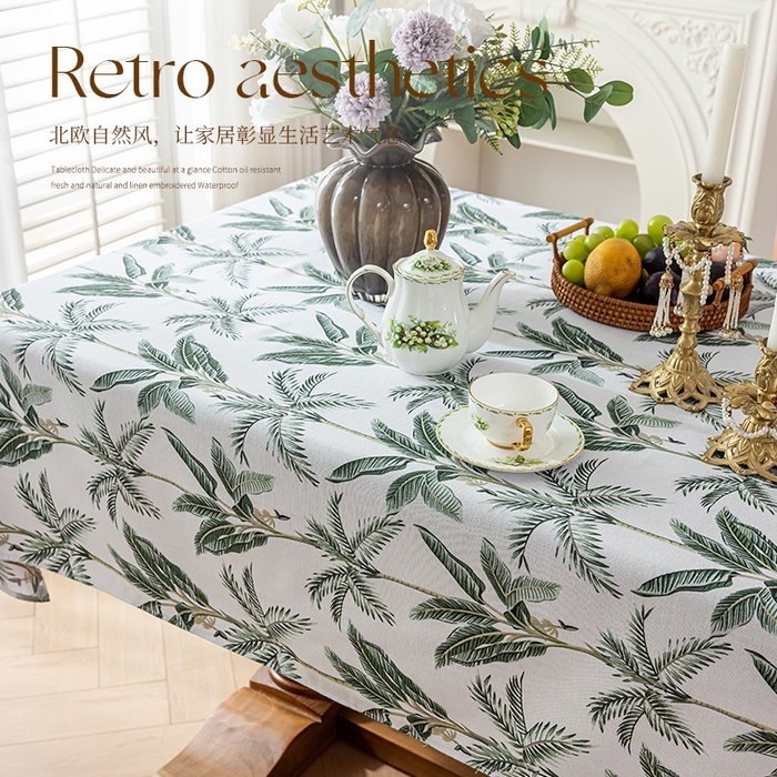 91家纺网 家纺一手货源 找家纺 南通大梧纺织 2025新款夏日之约热带植物桌布 棕榈树