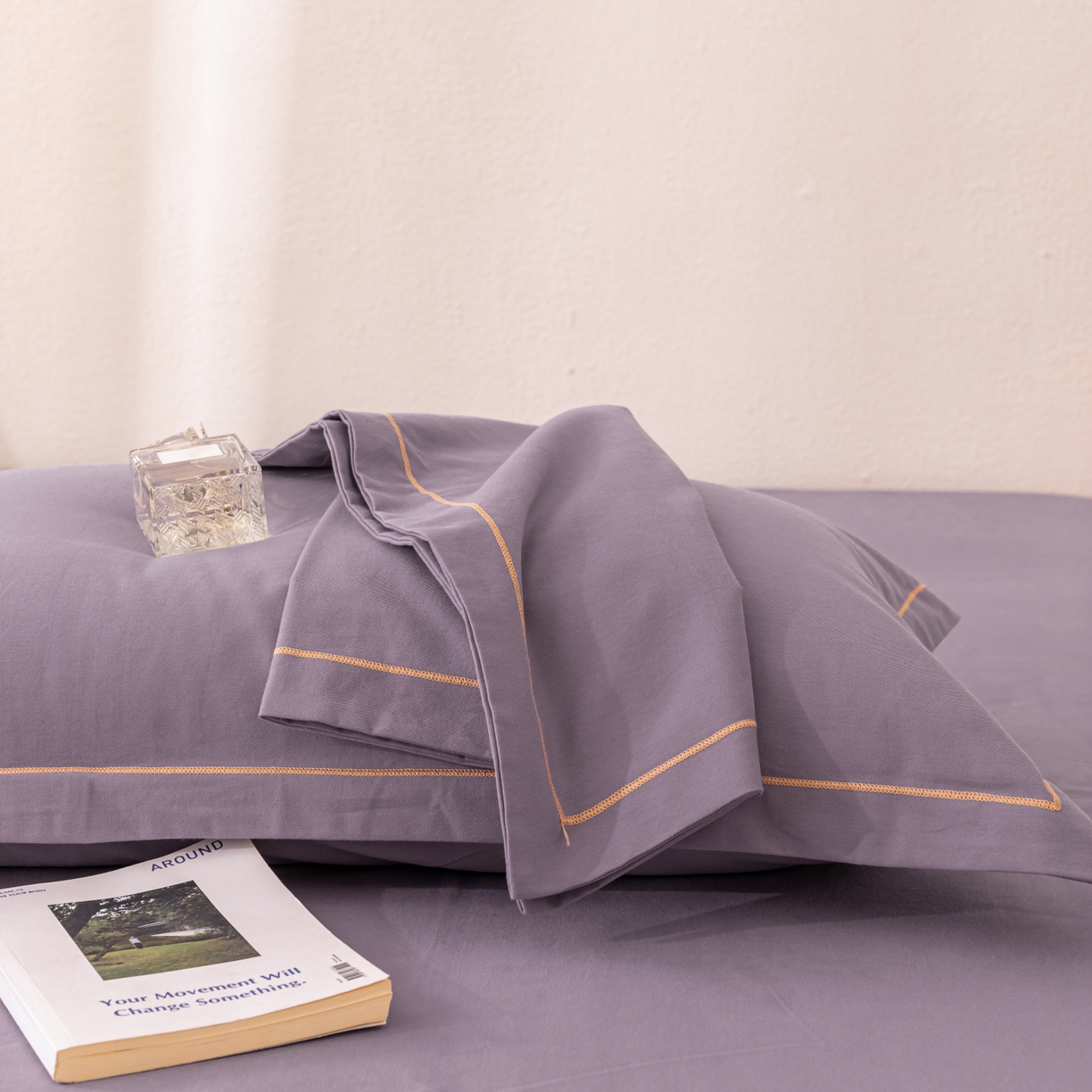 91家纺网 家纺一手货源 找家纺 百寐 2025新款A类100%全棉纯色加厚磨毛加大50*80枕套40*60/48*74枕芯保护套 磨毛-熏衣紫