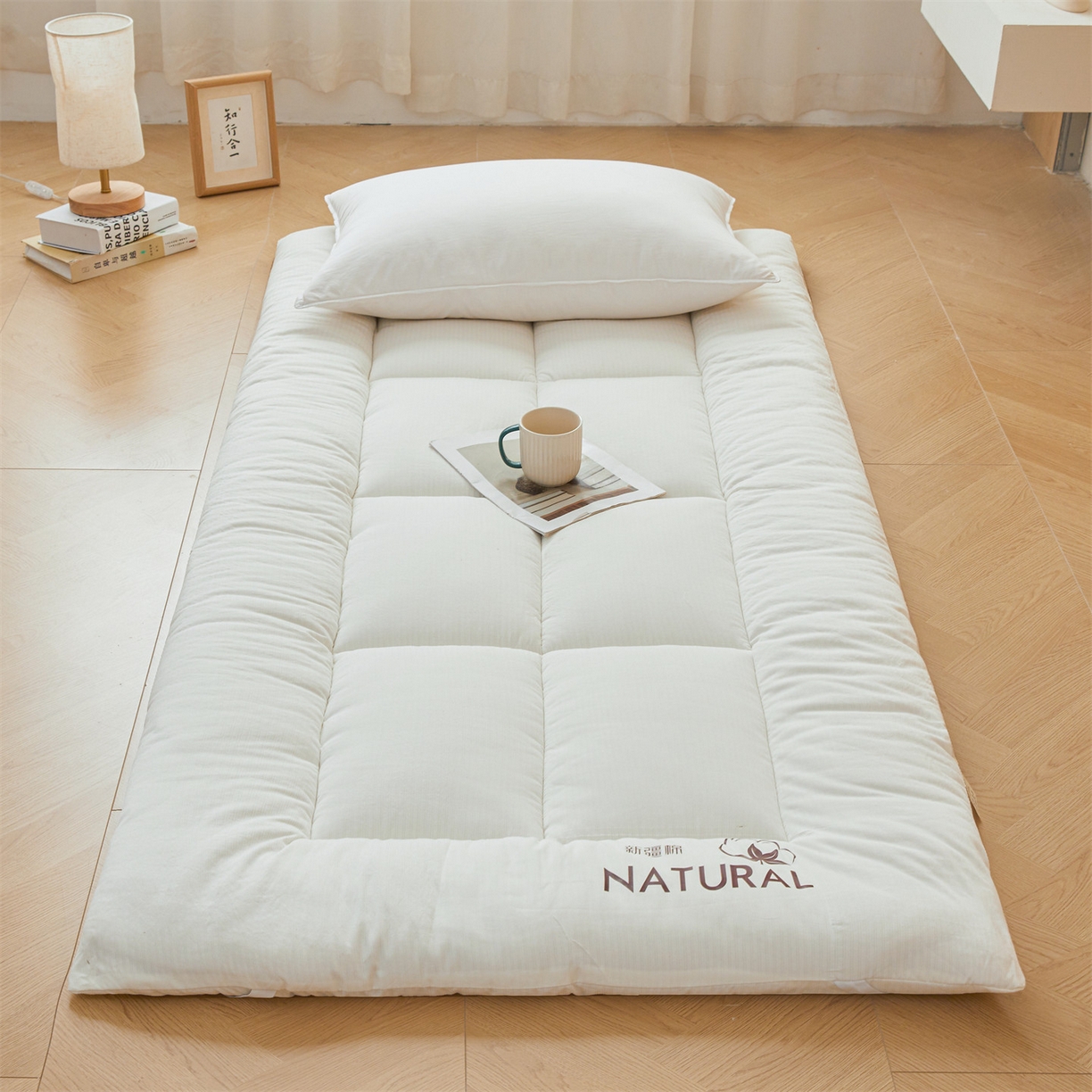 91家纺网 家纺一手货源 找家纺 （总）梵蒂莎 2025新款纯色烫画棉花学生床垫场景一