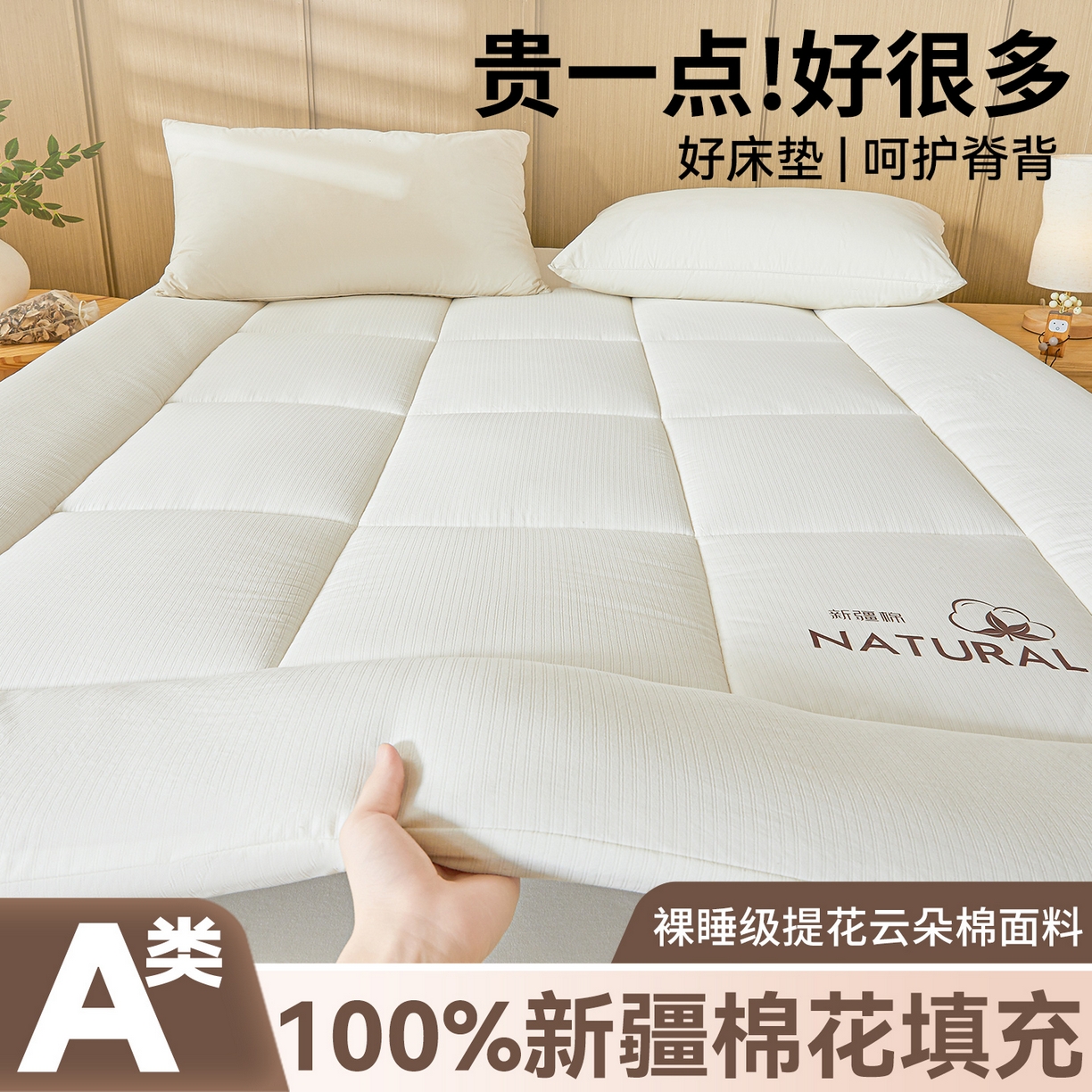 （总）梵蒂莎 2025新款纯色烫画棉花床垫成人款场景一