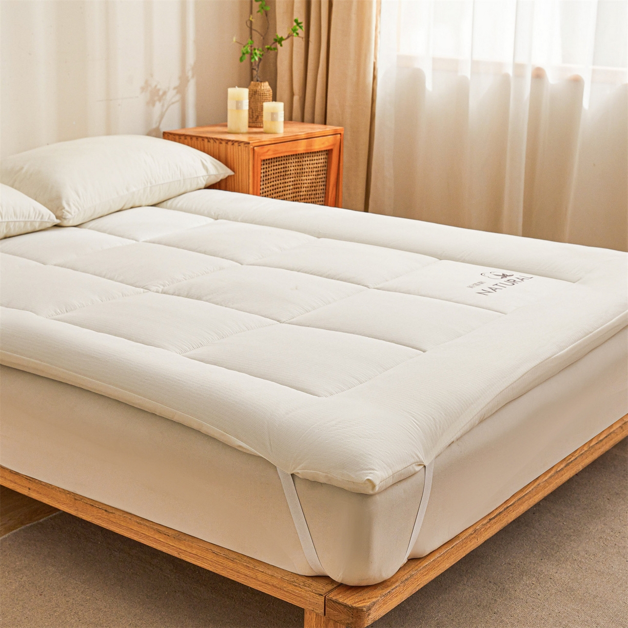 91家纺网 家纺一手货源 找家纺 （总）梵蒂莎 2025新款纯色烫画棉花床垫成人款场景二