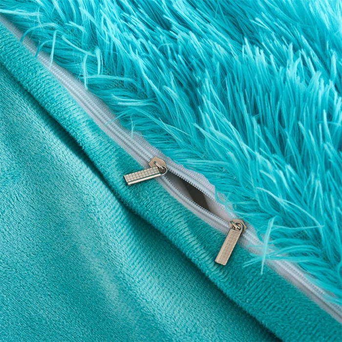 91家纺网 家纺一手货源 找家纺 品尚嘉家纺2025新款纯色水貂绒四件套长毛绒保暖套件湖蓝