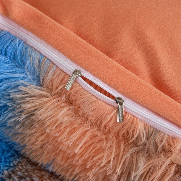 91家纺网 家纺一手货源 找家纺 品尚嘉家纺2025新款扎染水貂绒四件套长毛绒保暖套件日落