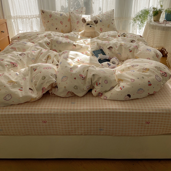 91家纺网 家纺一手货源 找家纺 （总）瑞莱 2025新款开学季全棉纯棉萌趣印花四件套