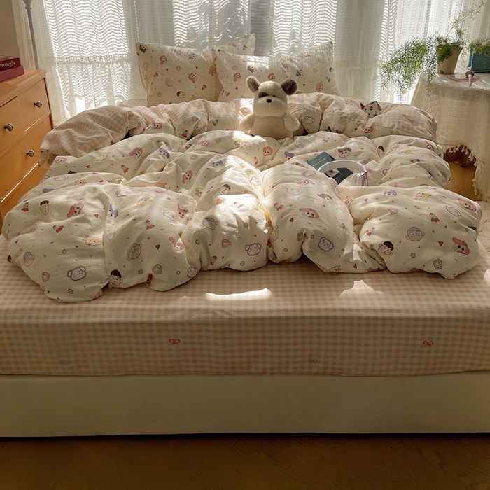 91家纺网 家纺一手货源 找家纺 （总）瑞莱 2025新款开学季全棉纯棉萌趣印花四件套