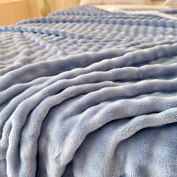 91家纺网 家纺一手货源 找家纺 南方印象  2025新款兔绒毛毯 蓝色