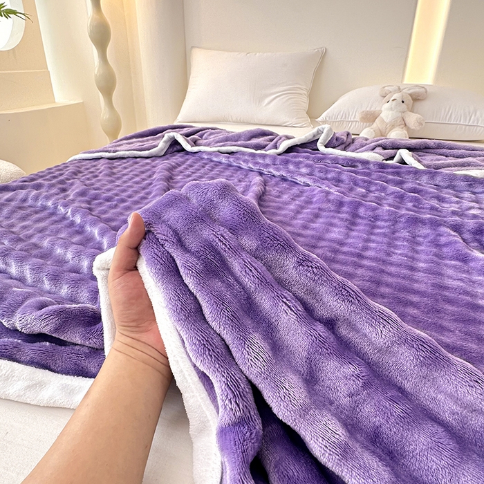 91家纺网 家纺一手货源 找家纺 南方印象  2025新款兔绒毛毯 紫色