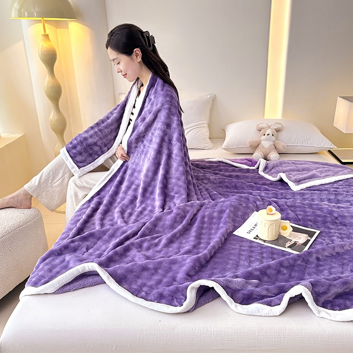 91家纺网 家纺一手货源 找家纺 南方印象  2025新款兔绒毛毯 紫色