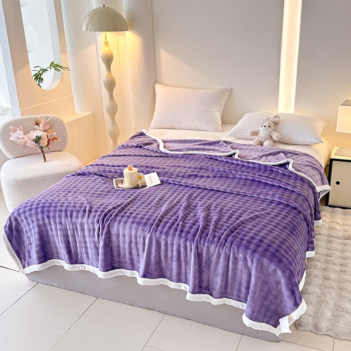 91家纺网 家纺一手货源 找家纺 南方印象  2025新款兔绒毛毯 紫色