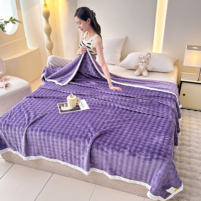 91家纺网 家纺一手货源 找家纺 南方印象  2025新款兔绒毛毯 紫色