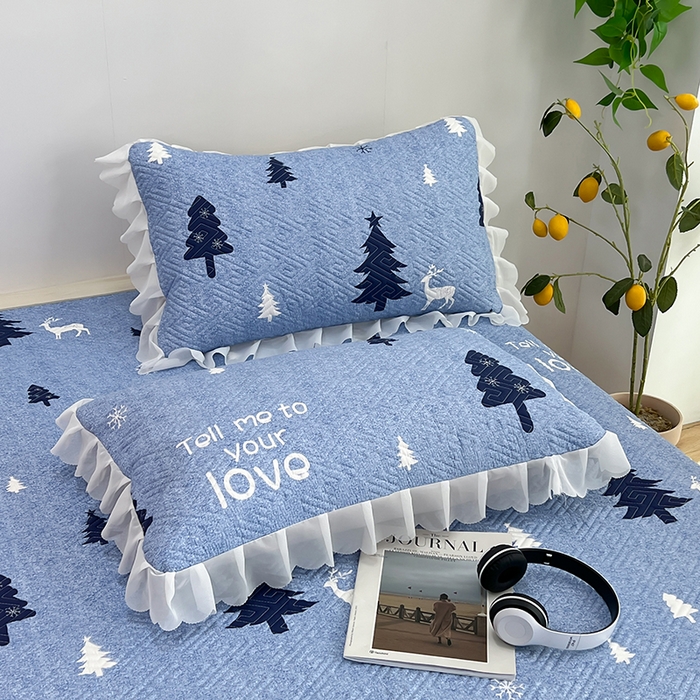 91家纺网 家纺一手货源 找家纺 （总）梦舒羽2025新款夹棉花边双人枕套单人加厚短款枕芯套-单只装