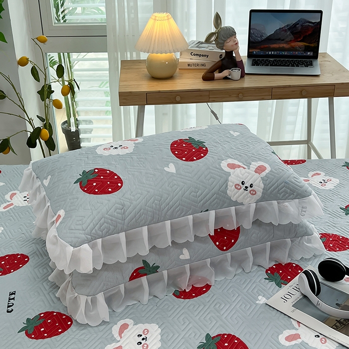 91家纺网 家纺一手货源 找家纺 （总）梦舒羽2025新款夹棉花边双人枕套单人加厚短款枕芯套-单只装