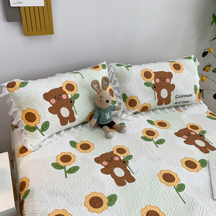 91家纺网 家纺一手货源 找家纺 梦舒羽2025新款夹棉花边双人枕套单人加厚短款枕芯套-单只装 可爱熊