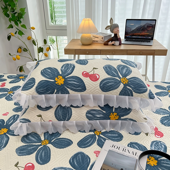 91家纺网 家纺一手货源 找家纺 梦舒羽2025新款夹棉花边双人枕套单人加厚短款枕芯套-单只装 梦露公园