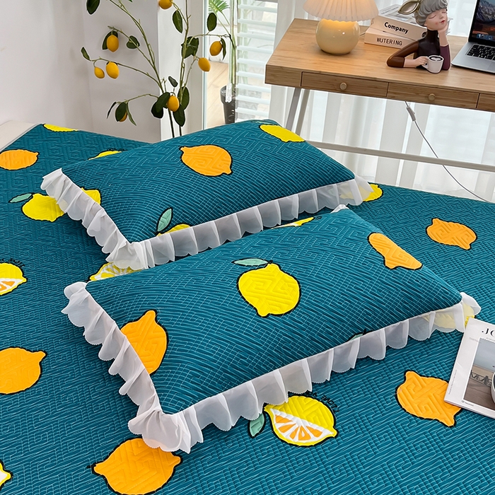 91家纺网 家纺一手货源 找家纺 梦舒羽2025新款夹棉花边双人枕套单人加厚短款枕芯套-单只装 翠绿色