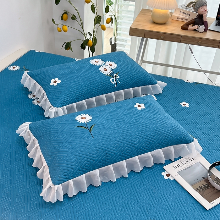 91家纺网 家纺一手货源 找家纺 梦舒羽2025新款夹棉花边双人枕套单人加厚短款枕芯套-单只装 花海