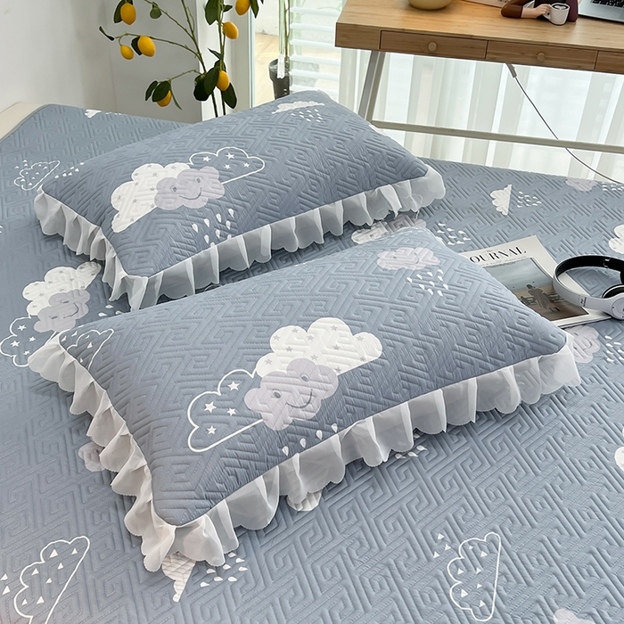 91家纺网 家纺一手货源 找家纺 梦舒羽2025新款夹棉花边双人枕套单人加厚短款枕芯套-单只装 撒娇云