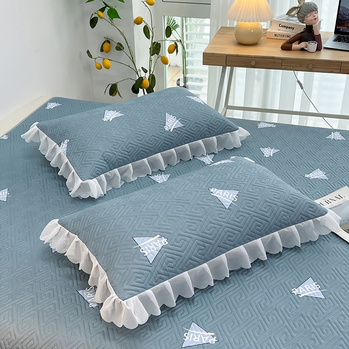 91家纺网 家纺一手货源 找家纺 梦舒羽2025新款夹棉花边双人枕套单人加厚短款枕芯套-单只装 三角星