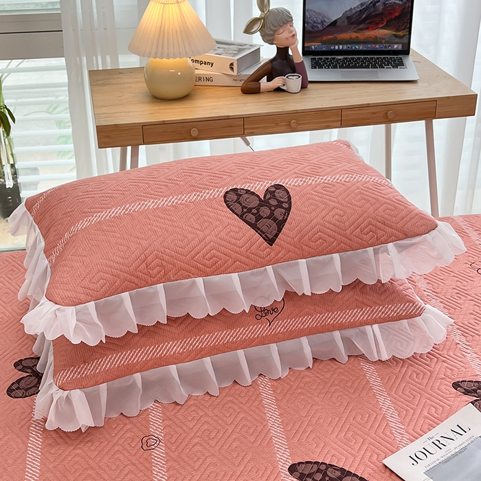 91家纺网 家纺一手货源 找家纺 梦舒羽2025新款夹棉花边双人枕套单人加厚短款枕芯套-单只装 心生活