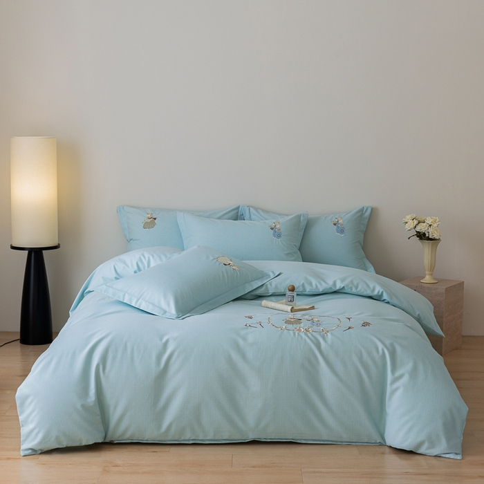 91家纺网 家纺一手货源 找家纺 巧玲珑 2025新款生态四件套卡诺其-艾草绿