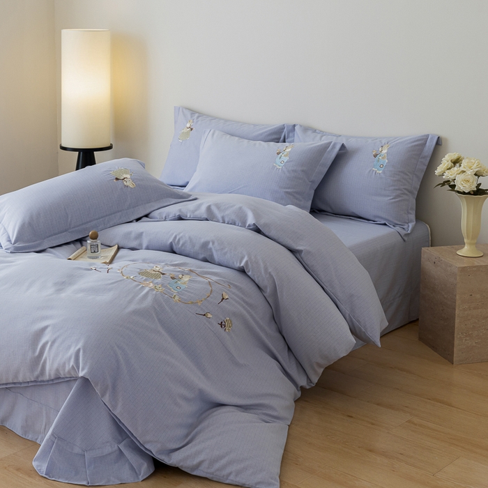 91家纺网 家纺一手货源 找家纺 巧玲珑 2025新款生态四件套卡诺其-绅士灰