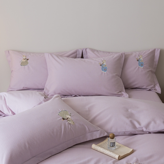 91家纺网 家纺一手货源 找家纺 巧玲珑 2025新款生态四件套卡诺其-香芋紫