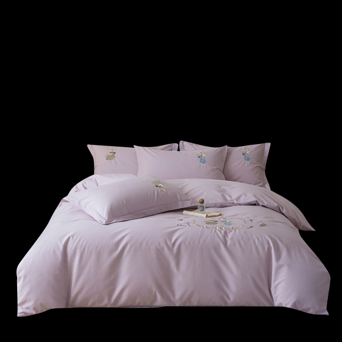 91家纺网 家纺一手货源 找家纺 巧玲珑 2025新款生态四件套卡诺其-香芋紫