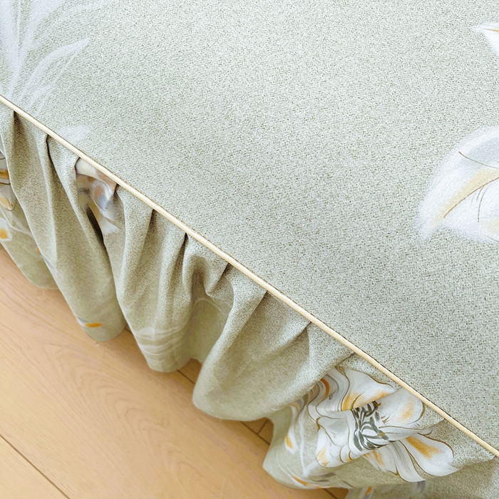 91家纺网 家纺一手货源 找家纺 名优家纺 2025新款100%全棉纯棉磨毛数码印花床裙单品床裙单件单床裙 芙语-绿