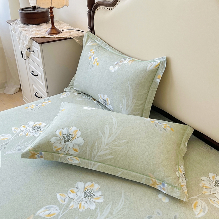 91家纺网 家纺一手货源 找家纺 名优家纺 2025新款100%全棉纯棉磨毛数码印花床裙单品床裙单件单床裙 芙语-绿