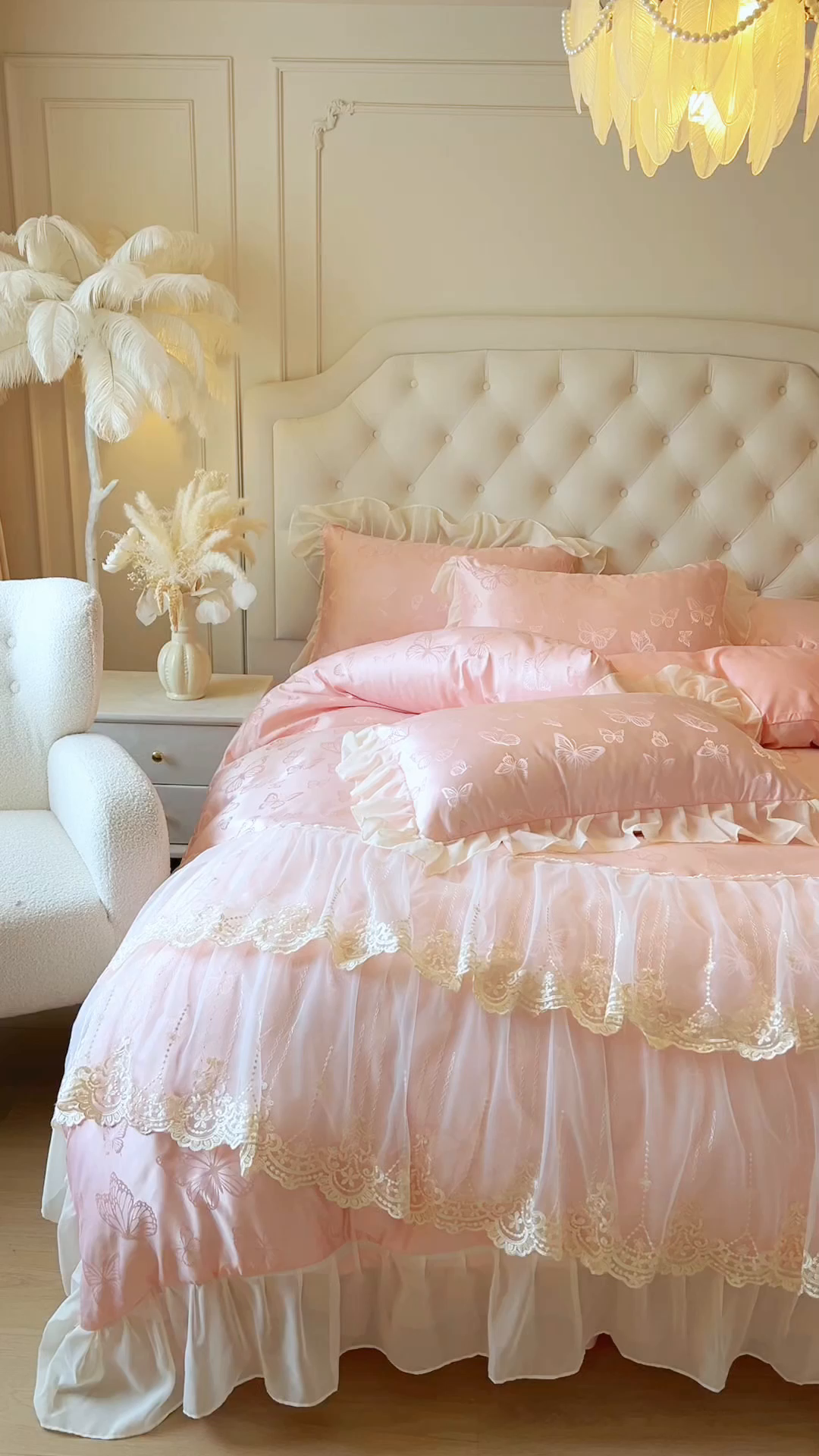 91家纺网 家纺一手货源 找家纺 （总）网红馆（ck家纺） 2025新款提花蕾丝花边床裙四件套