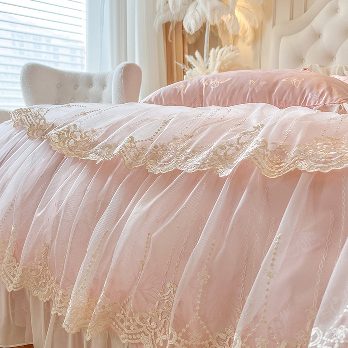 91家纺网 家纺一手货源 找家纺 （总）网红馆（ck家纺） 2025新款提花蕾丝花边床裙四件套