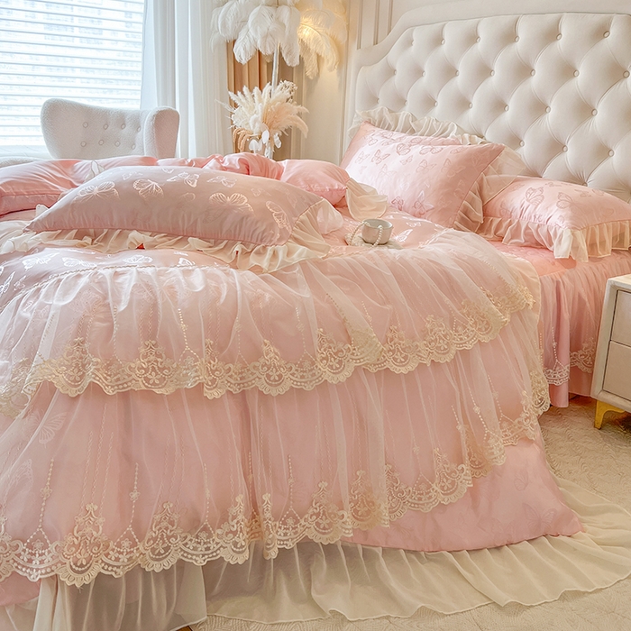 91家纺网 家纺一手货源 找家纺 （总）网红馆（ck家纺） 2025新款提花蕾丝花边床裙四件套