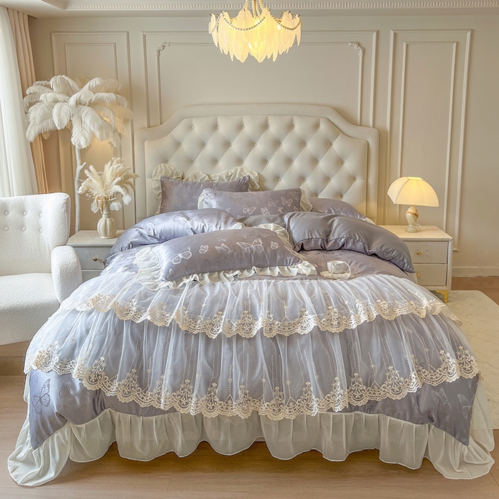 91家纺网 家纺一手货源 找家纺 （总）网红馆（ck家纺） 2025新款提花蕾丝花边床裙四件套