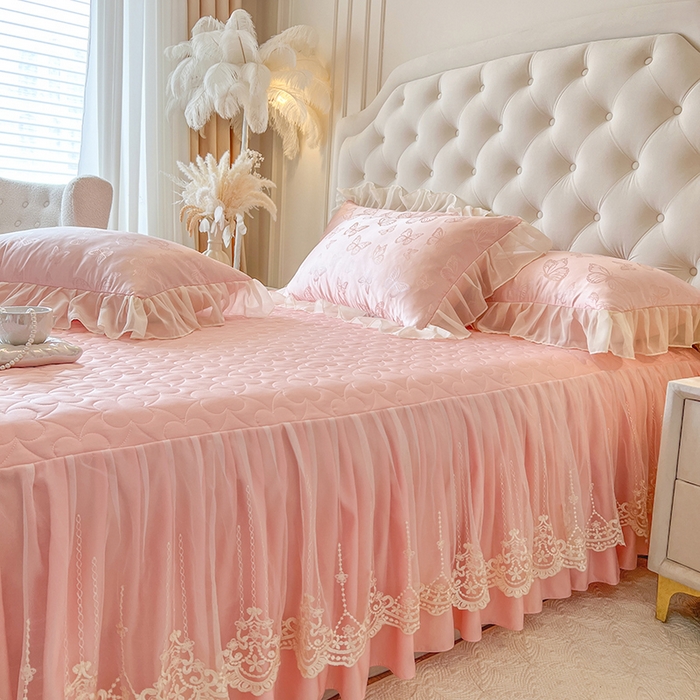 91家纺网 家纺一手货源 找家纺 （总）网红馆（ck家纺） 2025新款提花蕾丝花边床裙单床裙床裙单品