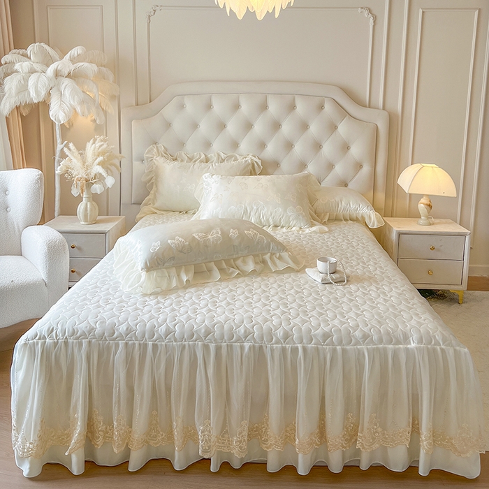 91家纺网 家纺一手货源 找家纺 （总）网红馆（ck家纺） 2025新款提花蕾丝花边床裙单床裙床裙单品