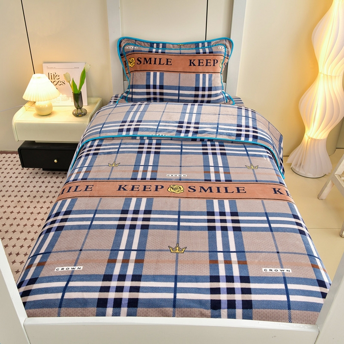 91家纺网 家纺一手货源 找家纺 （总）缘莉娜家纺 2025新款牛奶绒印花学生宿舍三件套上下铺三件套