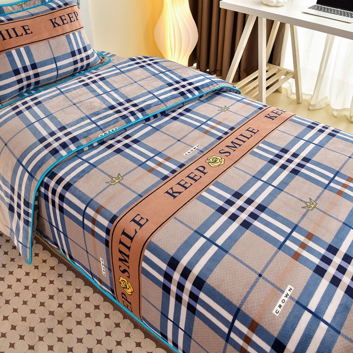 91家纺网 家纺一手货源 找家纺 （总）缘莉娜家纺 2025新款牛奶绒印花学生宿舍三件套上下铺三件套