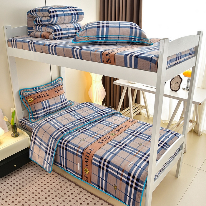 91家纺网 家纺一手货源 找家纺 （总）缘莉娜家纺 2025新款牛奶绒印花学生宿舍三件套上下铺三件套