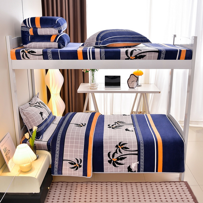 缘莉娜家纺 2025新款牛奶绒印花学生宿舍三件套上下铺三件套 海阔天空