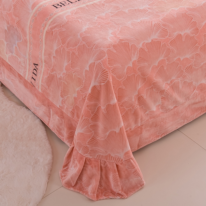 91家纺网 家纺一手货源 找家纺 (总）曼尼2025新品高克重直播印花牛奶绒四件套床裙款法莱绒金貂珊瑚绒