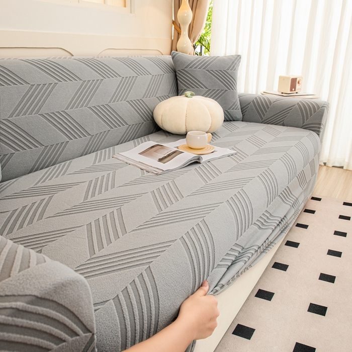 91家纺网 家纺一手货源 找家纺 沐沐 2026新款菱梵沙发套 金属灰