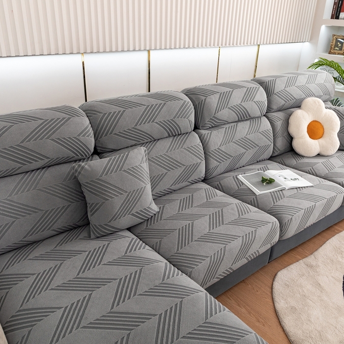 91家纺网 家纺一手货源 找家纺 沐沐 2026新款菱梵提花沙发笠 菱梵-金属灰