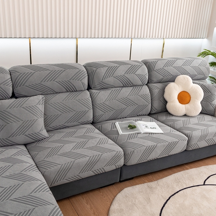 91家纺网 家纺一手货源 找家纺 沐沐 2026新款菱梵提花沙发笠 菱梵-金属灰