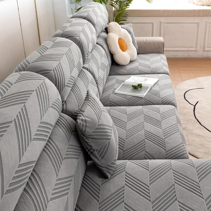 91家纺网 家纺一手货源 找家纺 沐沐 2026新款菱梵提花沙发笠 菱梵-金属灰