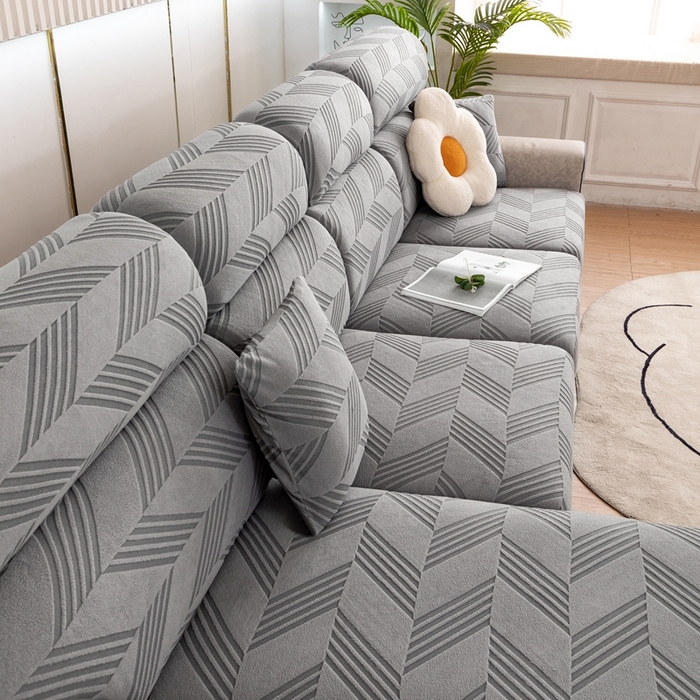 91家纺网 家纺一手货源 找家纺 沐沐 2026新款菱梵提花沙发笠 菱梵-金属灰