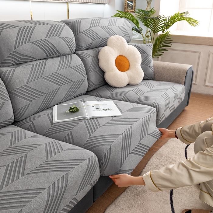 91家纺网 家纺一手货源 找家纺 沐沐 2026新款菱梵提花沙发笠 菱梵-金属灰