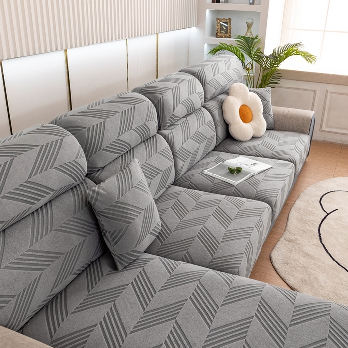 91家纺网 家纺一手货源 找家纺 沐沐 2026新款菱梵提花沙发笠 菱梵-金属灰