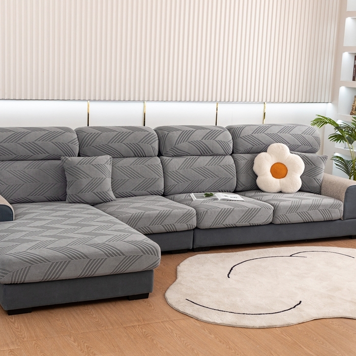 91家纺网 家纺一手货源 找家纺 沐沐 2026新款菱梵提花沙发笠 菱梵-金属灰