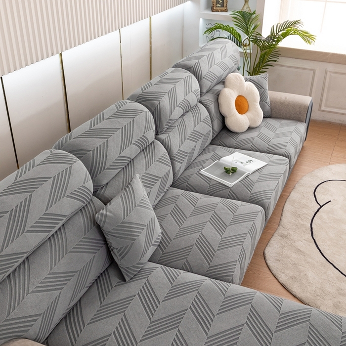 91家纺网 家纺一手货源 找家纺 沐沐 2026新款菱梵提花沙发笠 菱梵-金属灰